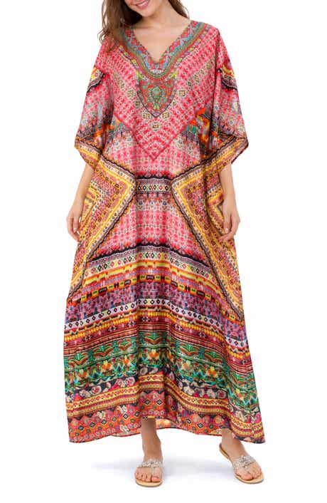 RANEES Print V-Neck Maxi Caftan