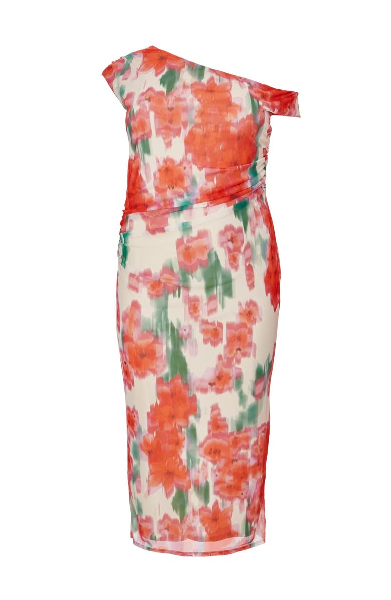 QUIZ Plus Size One Shoulder Mesh Maxi Dress, Alternate, color, Multi