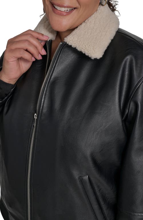 Levi's Faux Leather Bomber Jacket With Faux Shearling Collar In Black