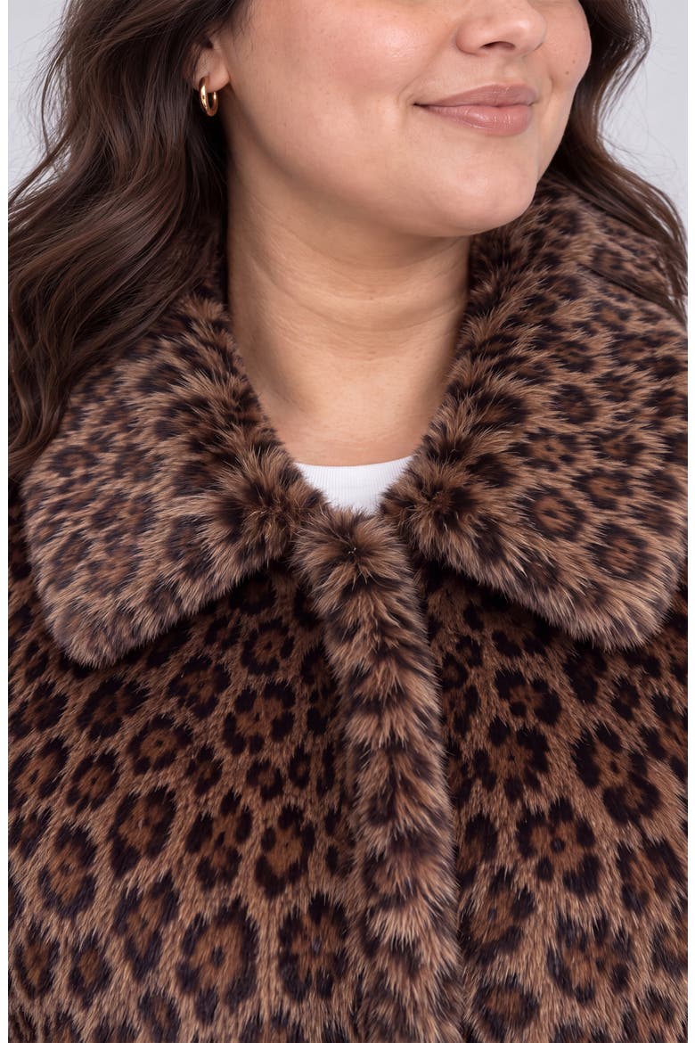 Leopard Print Faux Fur Coat, Alternate, color, BROWN/ MULTI