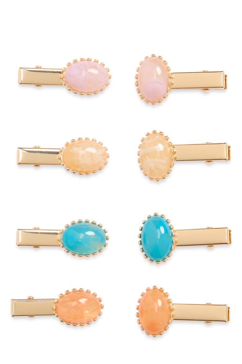 Assorted 8-Pack Cabochon Hair Clips, Main, color, ORANGE MULTI