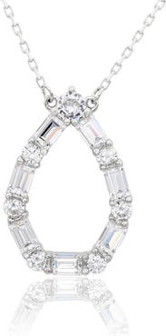 SUZY LEVIAN Sterling Silver Cubic Zirconia Teardrop Pendant Necklace