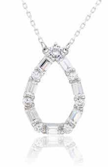 SUZY LEVIAN Sterling Silver Cubic Zirconia Teardrop Pendant Necklace