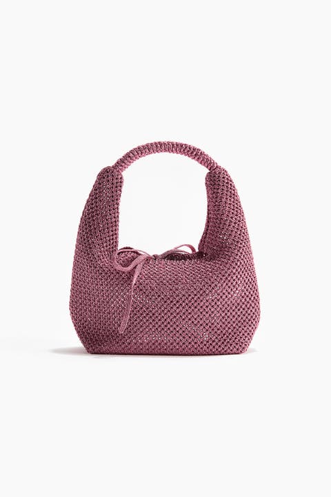 Glittery Hole-knit Handbag