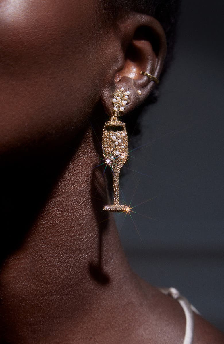 BaubleBar Champagne Glass Crystal Drop Earrings, Alternate, color, 