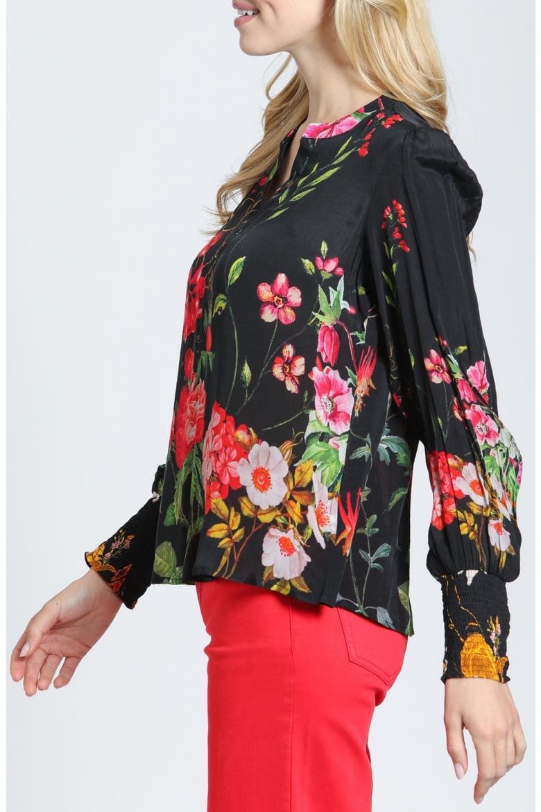 Floral Split Neck Top, Alternate, color, SCARLET MIDNIGHT