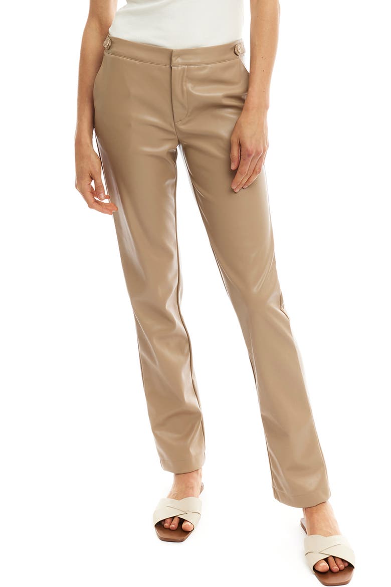 Chloe Faux Leather Trousers, Main, color, TAUPE