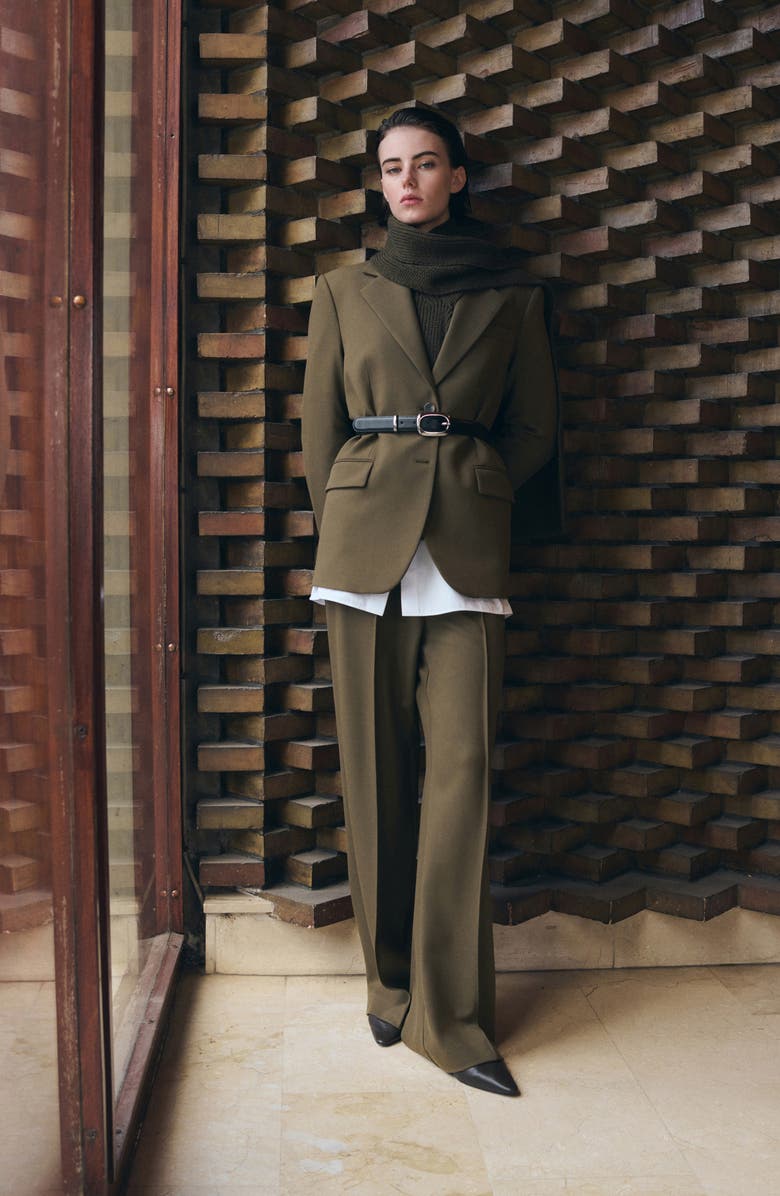 MANGO Notch Collar Blazer, Alternate, color, Khaki Green