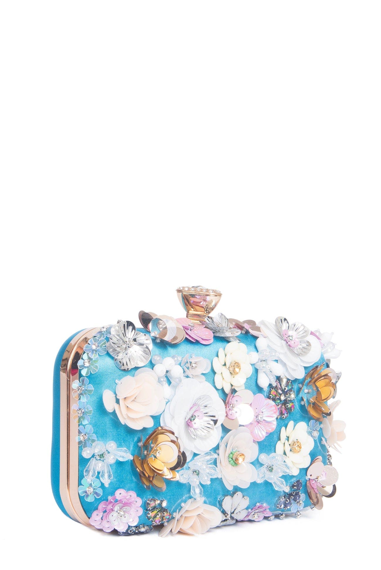 Lauren Lorraine Flower Clutch, Alternate, color, Blue