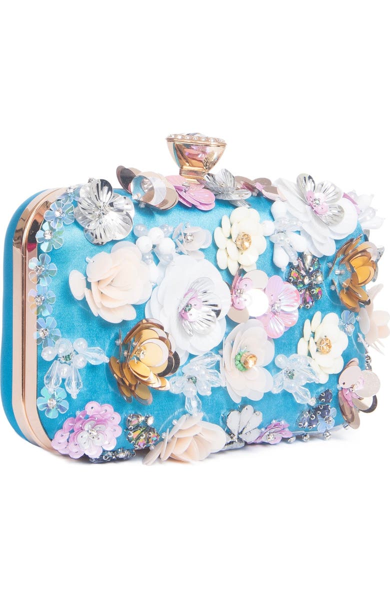 Lauren Lorraine Flower Clutch, Alternate, color, Blue