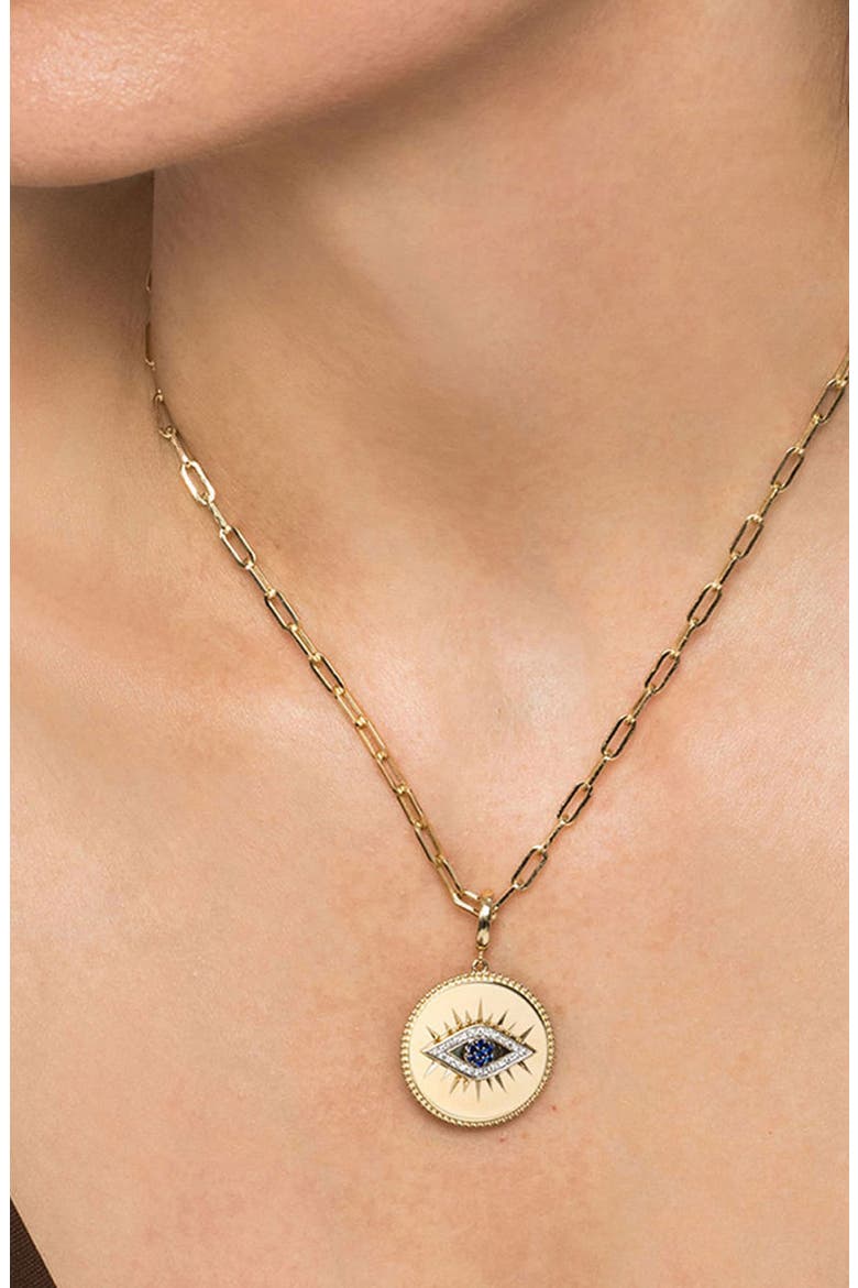 Diamond & Sapphire Evil Eye Charm, Alternate, color, GOLD