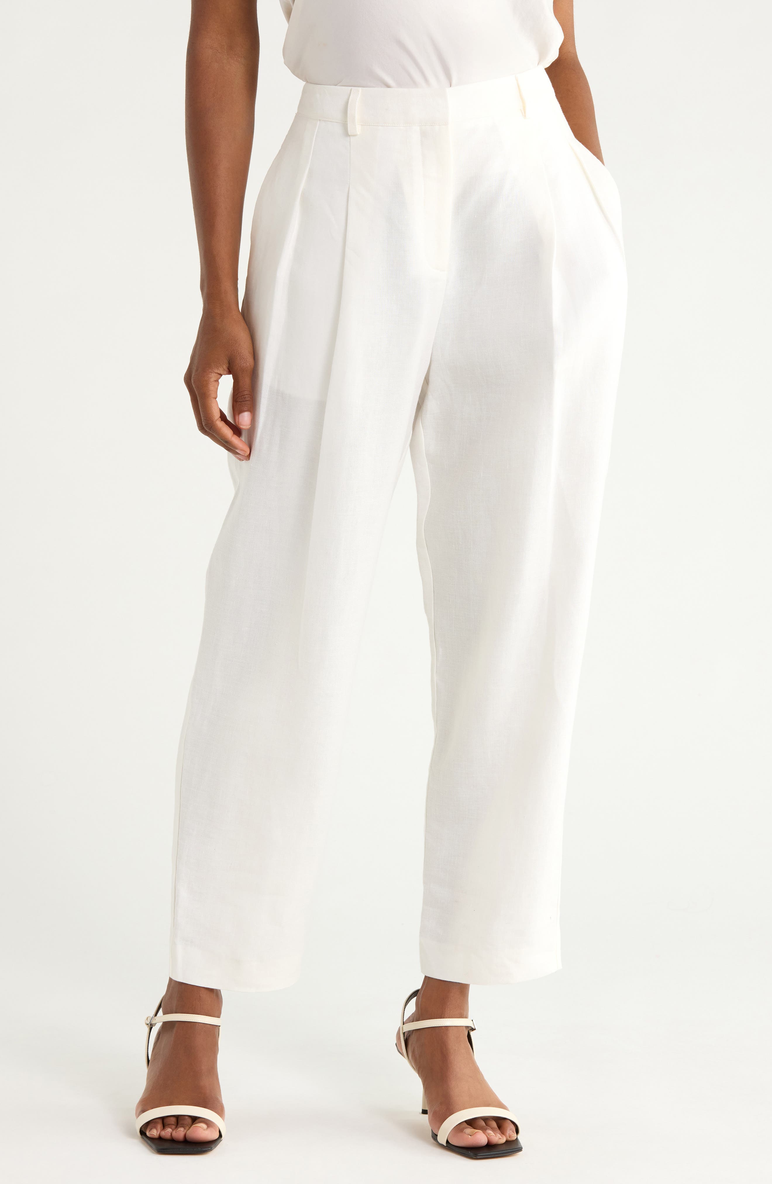 Cornelia St Pleated Linen Wide Leg Pants