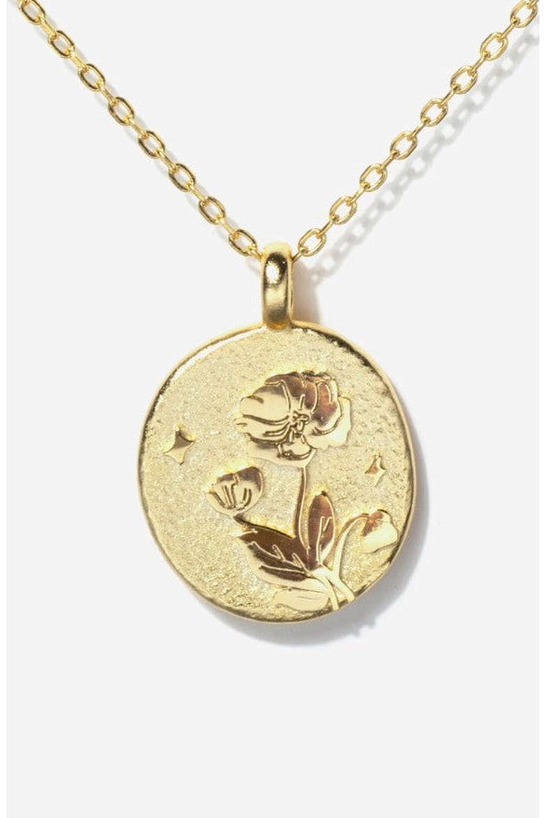 Gold Birth Flower Necklace, Main, color, Poppy / August
