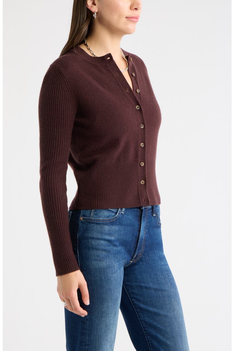 Wool & Cashmere Blend Cardigan, Alternate, color, BROWN CHOCOLATE