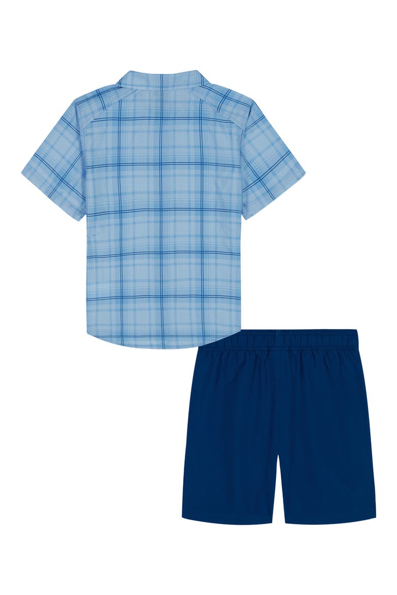 Kids' Plaid Button-Up Shirt & Shorts Set, Alternate, color, HORIZON BLUE