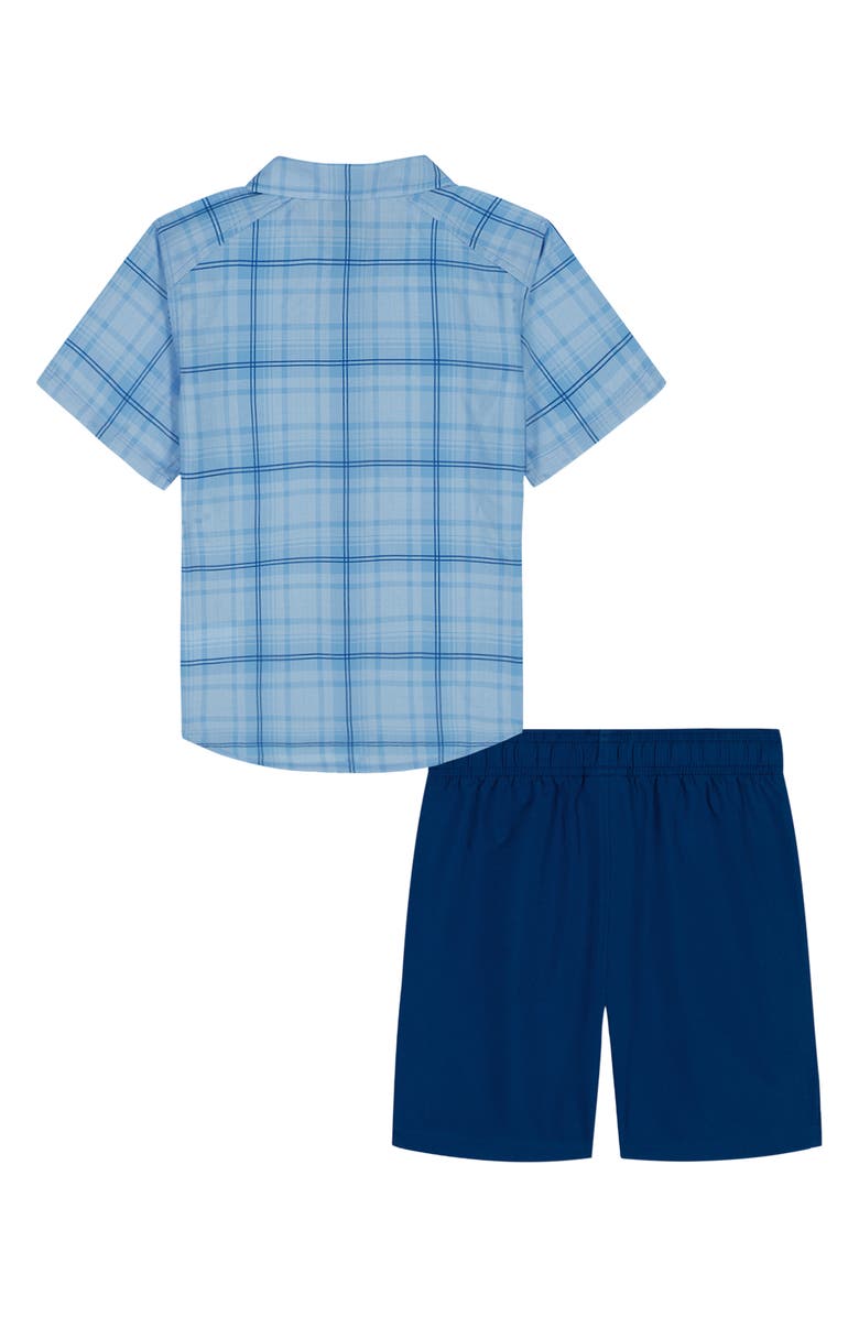 Under Armour Kids' Plaid Button-Up Shirt & Shorts Set, Alternate, color, Horizon Blue