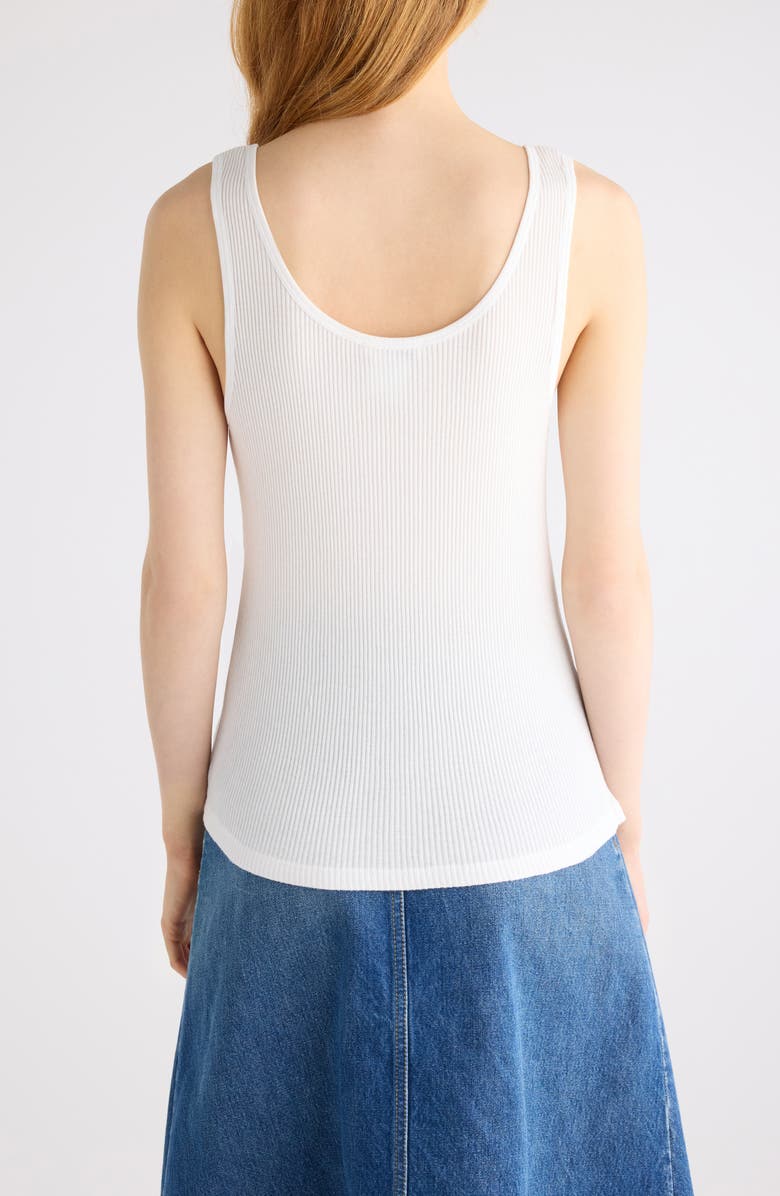 Chloé Logo Embroidered Cotton Rib Tank, Alternate, color, White