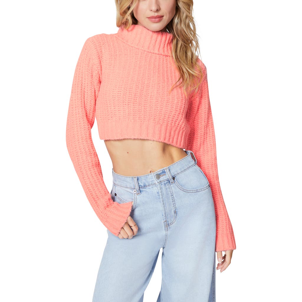 Florence By Mills Crop Turtleneck Sweater In Strawberry Ice