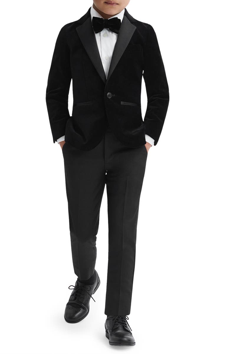 Reiss Kids' Ace Jr. Velveteen Dinner Jacket, Alternate, color, Black