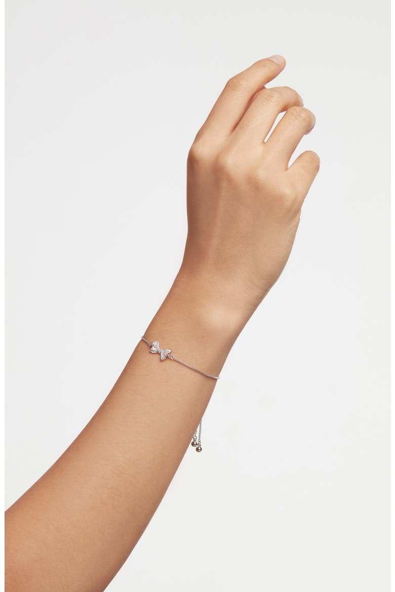 Barset Pavé Crystal Bow Slider Bracelet, Alternate, color, SILVER TONE/ CLEAR CRYSTAL