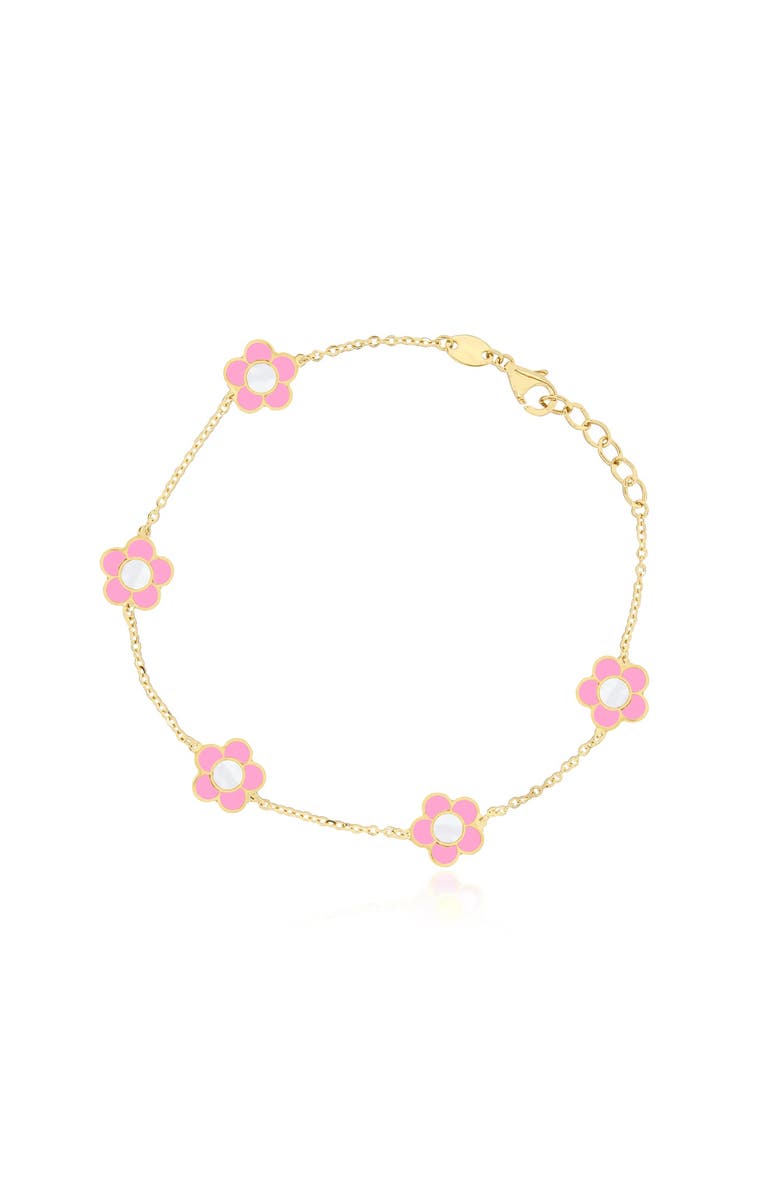 The Lovery Fine Jewelry Bubblegum Pink Daisy Bracelet, Main, color, Bubblegum Pink