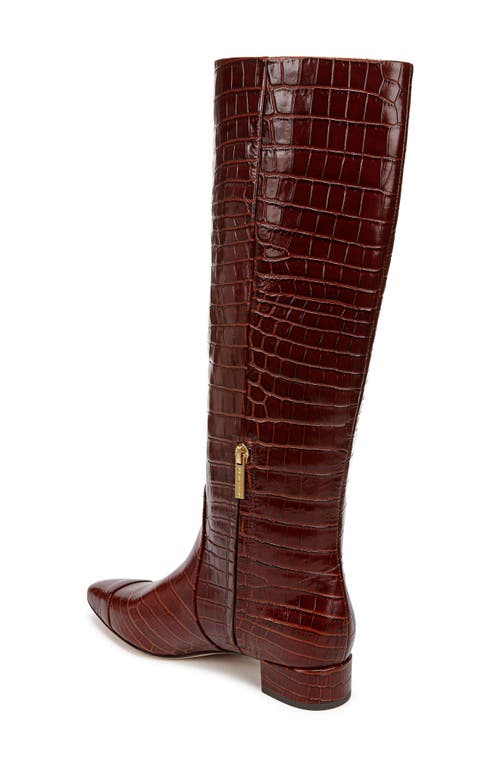 Veronica Beard Cecile Croc Embossed Knee High Boot In Sepia