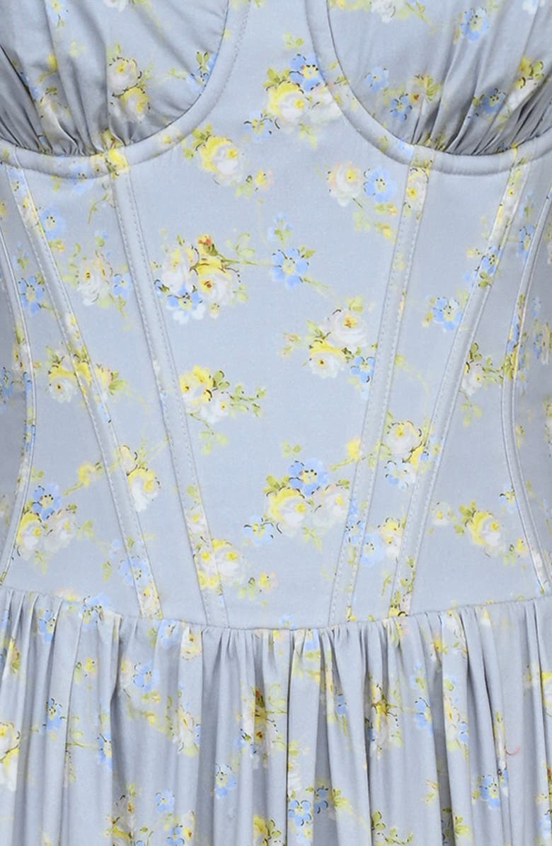 HOUSE OF CB Rona Floral Print Maxi Sundress, Alternate, color, Blue Floral