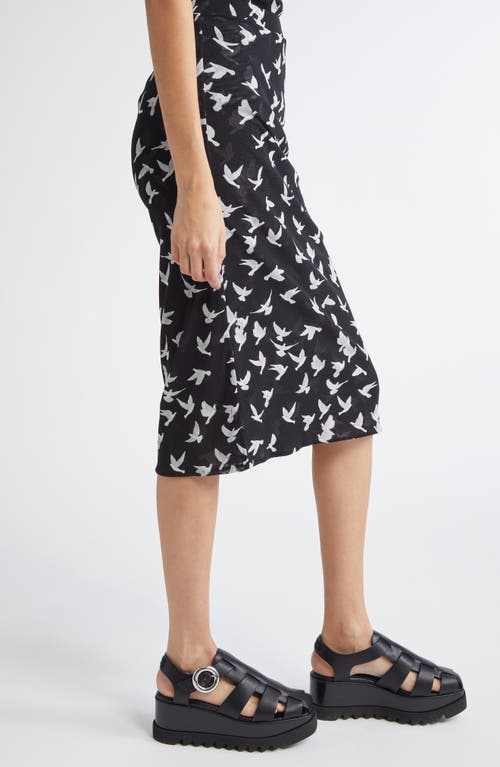 Stella Mccartney Mesh Flying Bird Haze Midi Skirt In Black In Black