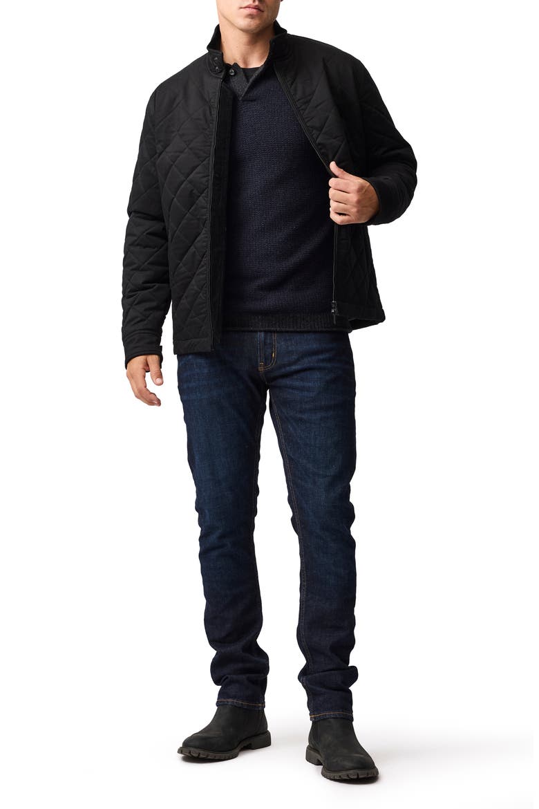 Marlin Cotton & Wool Blend Johnny Collar Sweater, Alternate, color, INDIGO