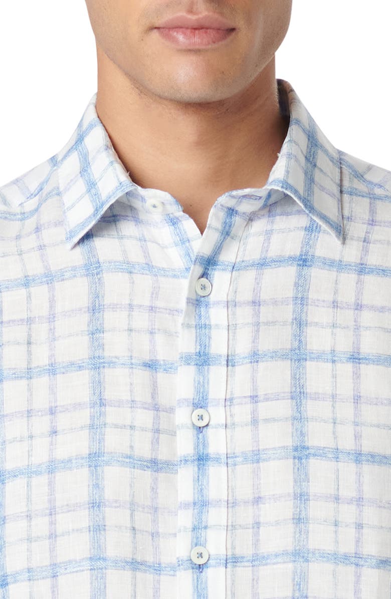 Bugatchi Julian OoohCotton<sup>®</sup> Linen Button-Up Shirt, Alternate, color, Classic Blue