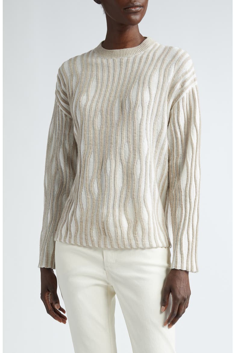 Texture Stripe Crewneck Sweater, Main, color, CLOUD MULTI