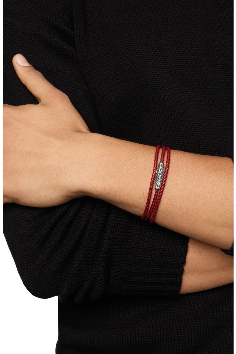 Sterling Silver Leather Bracelet, Alternate, color, RED