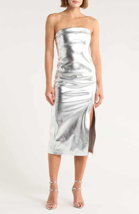Alice + Olivia Kelly Metallic Faux Leather Skirt