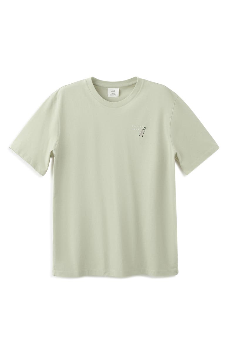 MANGO Escape Mode Embroidered Cotton T-Shirt, Alternate, color, Mint Green