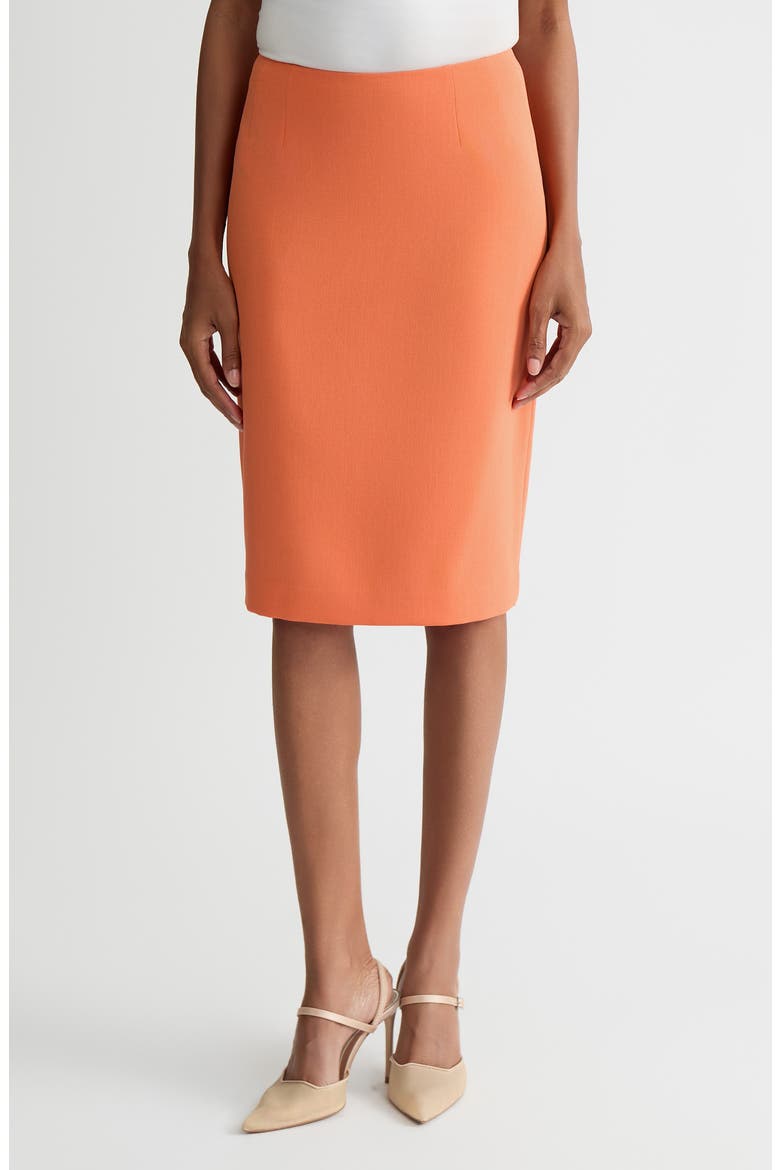 Zip Pencil Skirt, Main, color, MANDARIN