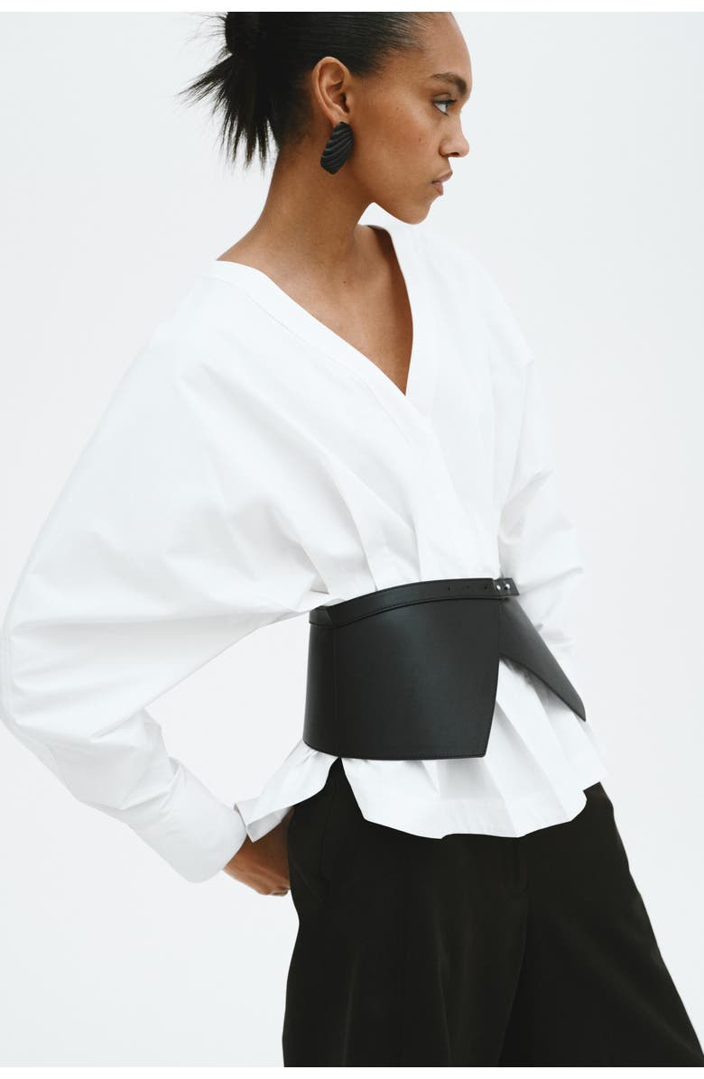 H&M Waisted Cotton Blouse, Alternate, color, White