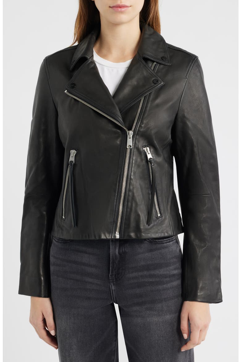 Dalby Leather Biker Jacket, Alternate, color, BLACK