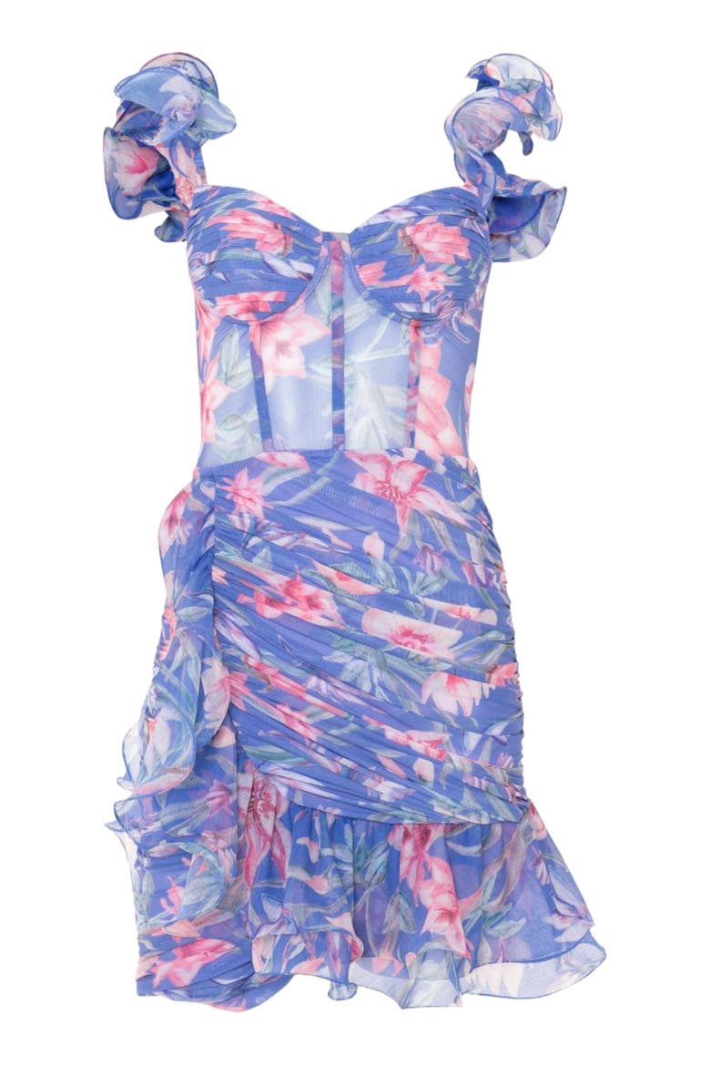 Amaryllis Flutter Mini Dress, Alternate, color, BLUE