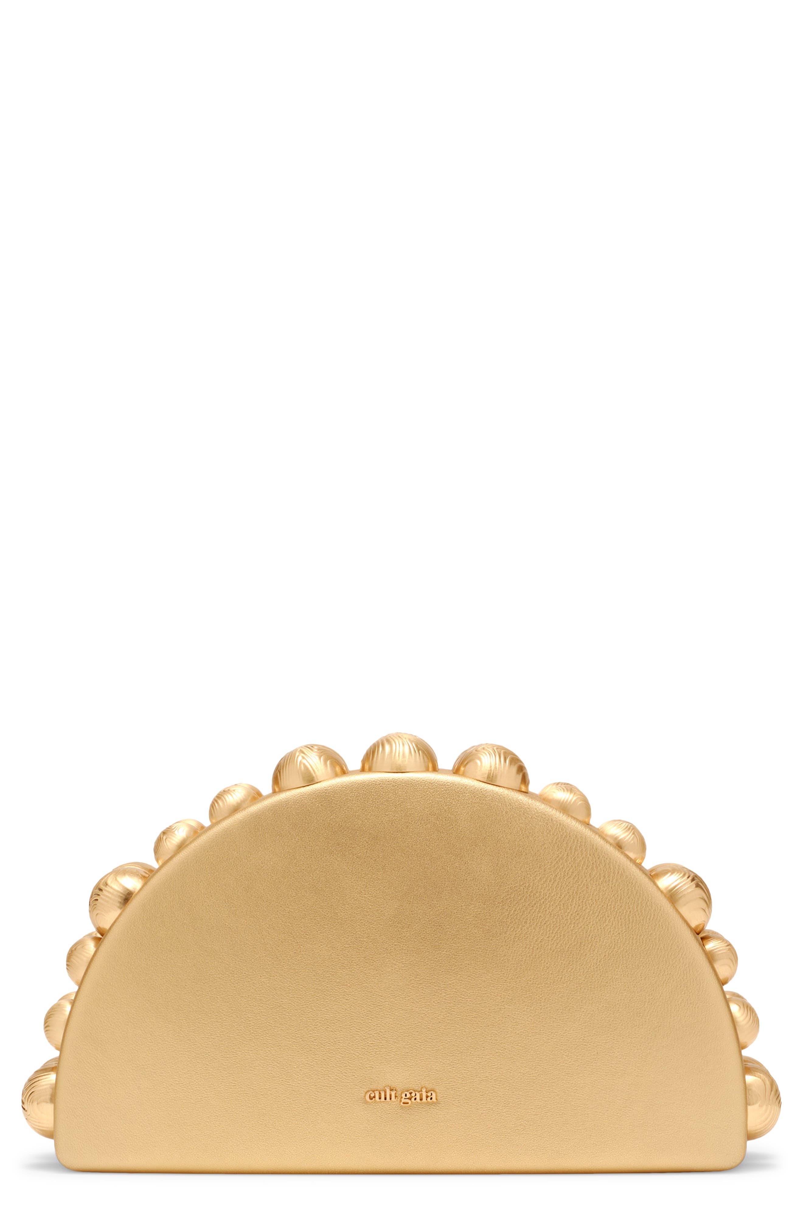 Gili Leather Clutch, Main, color, BRASS