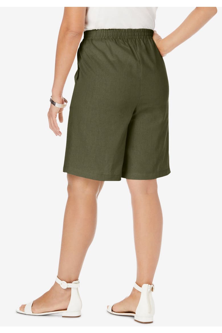 Linen Short, Alternate, color, DARK OLIVE GREEN