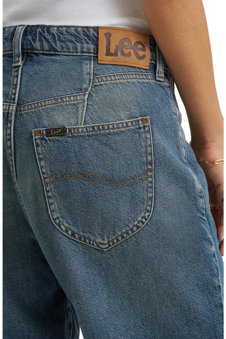 Darted Slouch Distressed Raw Hem Denim Bermuda Shorts, Alternate, color, HEAVY RAINFALL