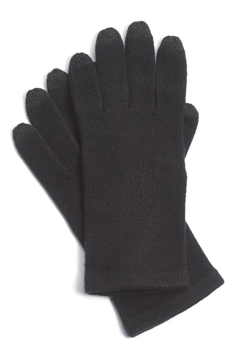 'Allover Touch' Gloves, Main, color, BLACK
