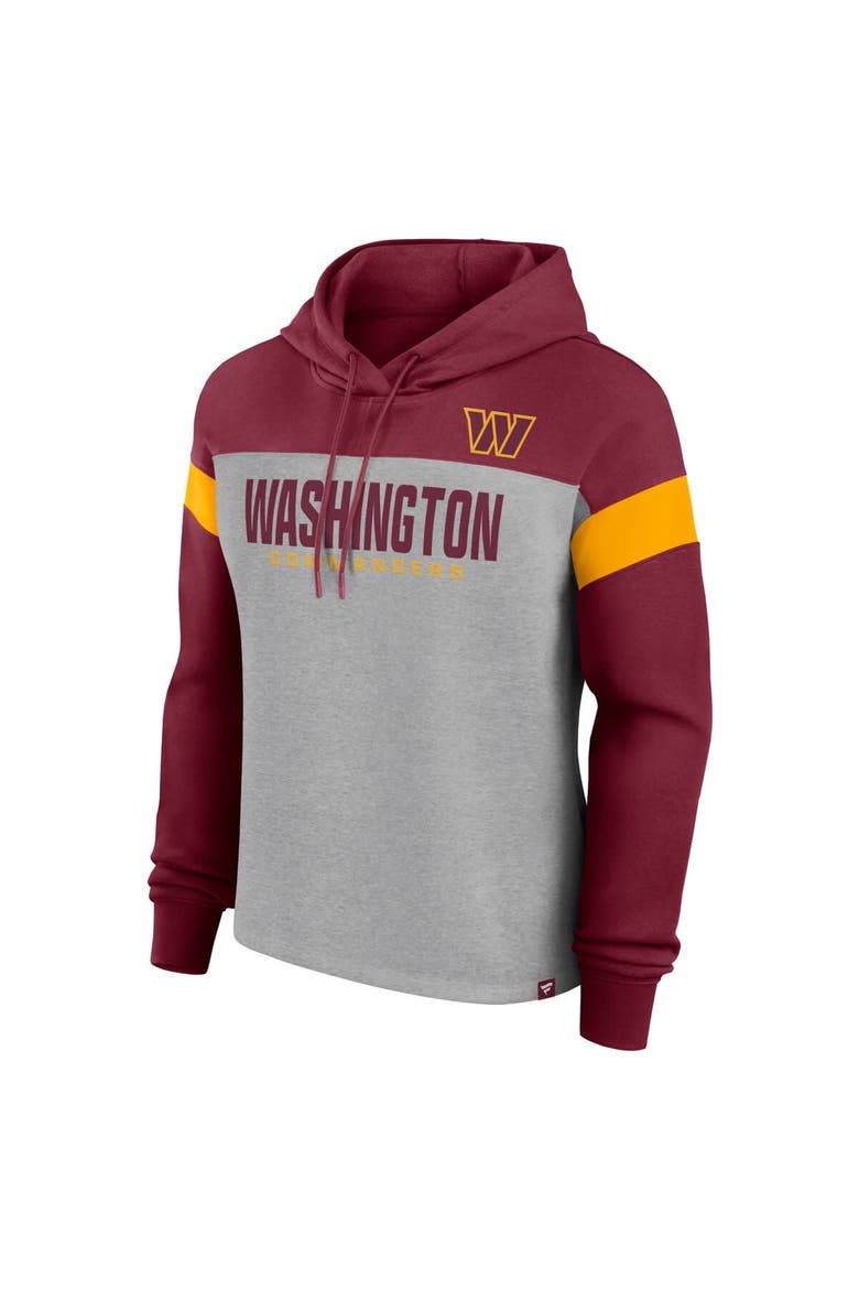 Women's Fanatics Heather Gray/Burgundy Washington Commanders Bold Play Call Pullover Hoodie, Alternate, color, Heather Gray