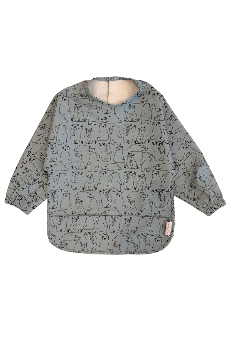 Premium Velcro Low Pocket Long Sleeve Smock Bib, Main, color, BEAR HUG