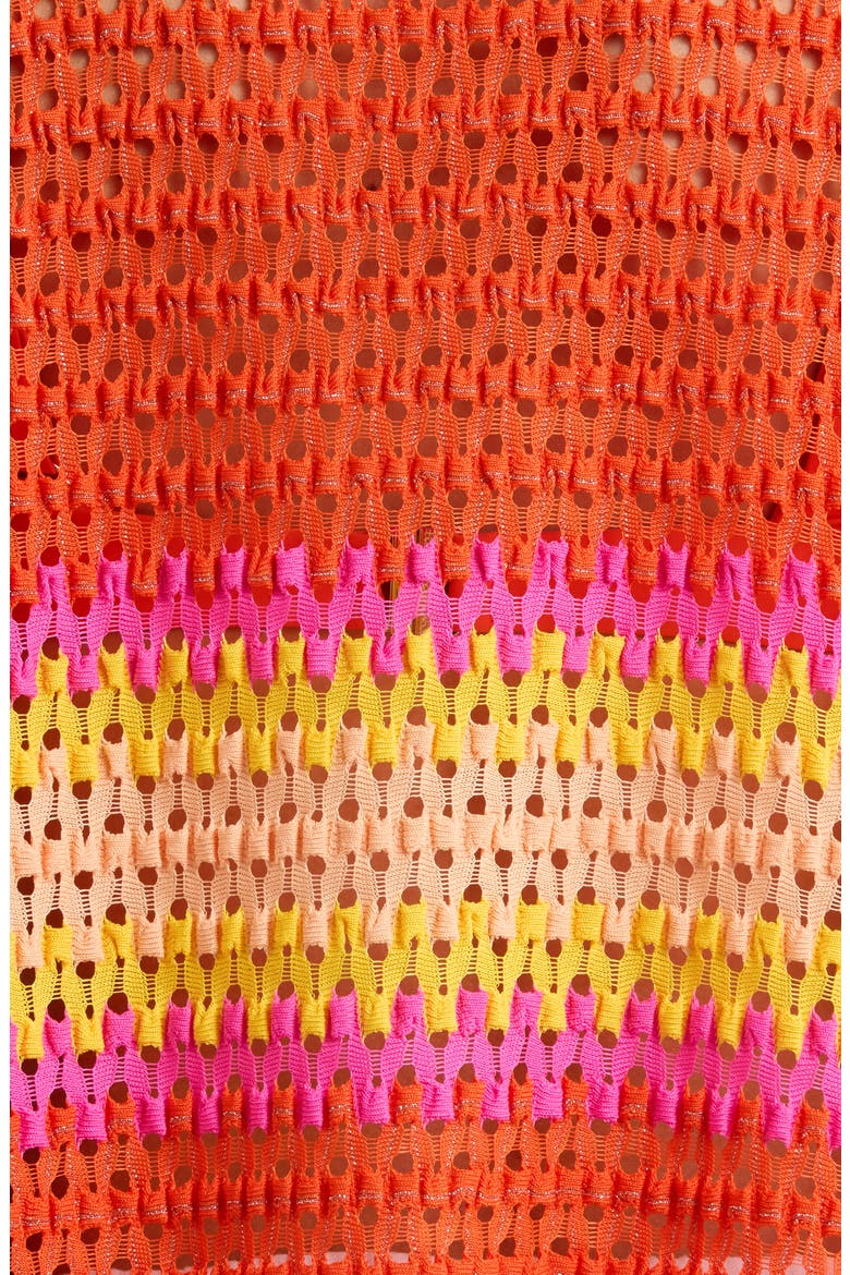 Naomi Metallic Cover-Up Shirt, Alternate, color, VIVID ORANGE CROCHET