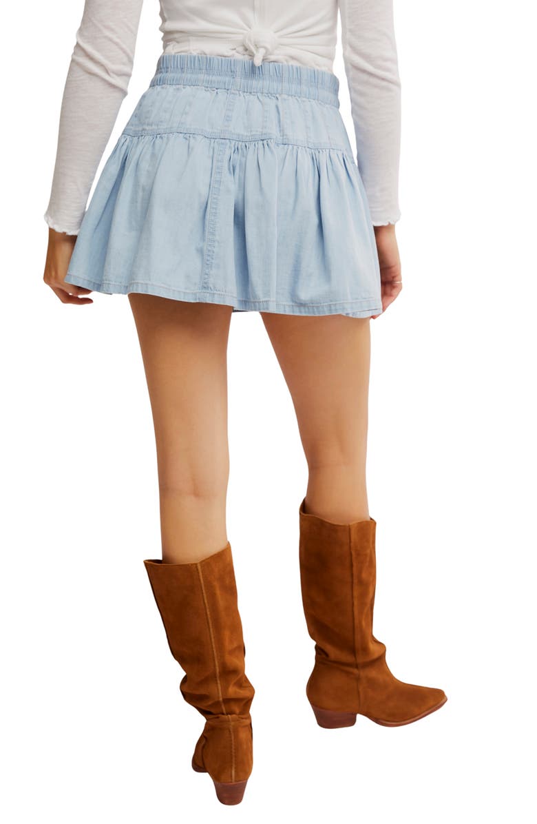 Free People Roselle Drawstring Denim Miniskirt, Alternate, color, Going Steady