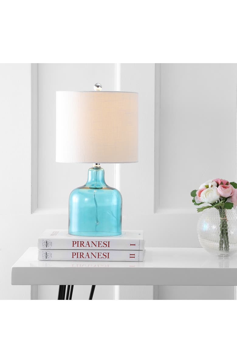 JONATHAN Y Gemma Glass Bell LED Table Lamp, Alternate, color, Moroccan Blue