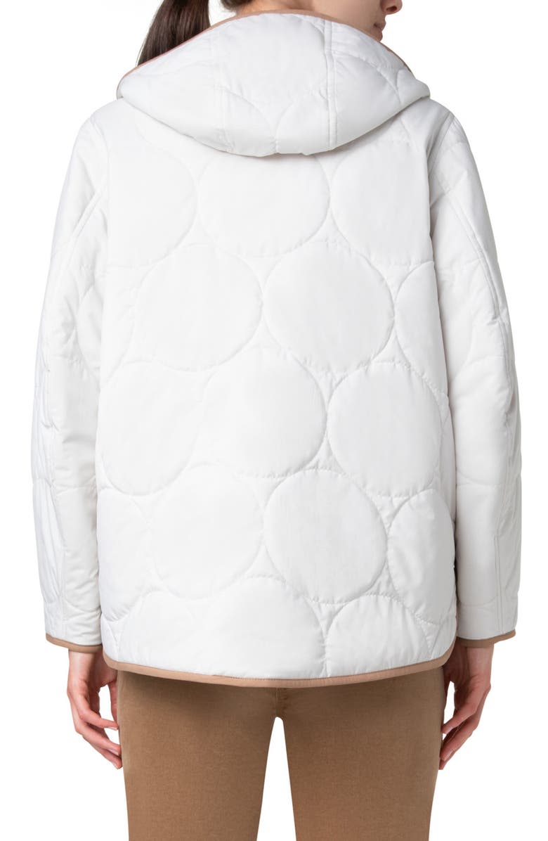 Akris punto Boxy Signature Techno Dot Quilt Reversible Hooded Jacket, Alternate, color, Cream-Caramel