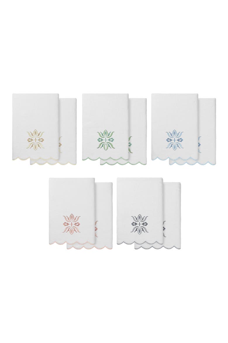 Flower Crest Scallop 2-Piece Bath Towel Set, Alternate, color, WHITE/ BEIGE
