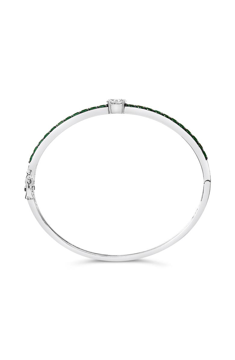 Haus of Brilliance Silver Created Sapphire and Emerald Semi Eternity Bangle Bracelet, Alternate, color, White